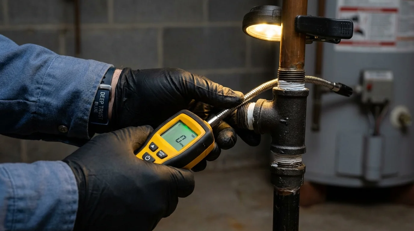 Gas leak detection with electronic sniffer by Johns Plumbing LLC in Mount Pulaski
