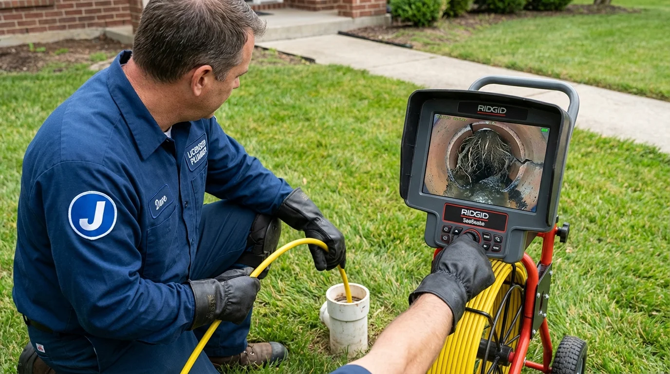 Sewer camera inspection being performed by Johns Plumbing LLC in Mount Pulaski