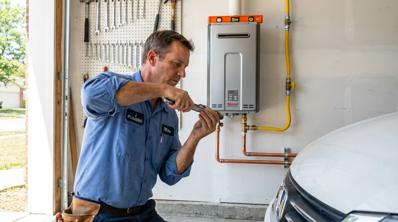 Tankless water heater installation by a Johns Plumbing LLC plumber in Mount Pulaski
